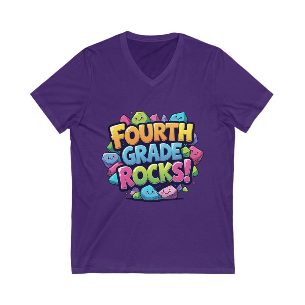 Fourth Grade Rocks - Unisex V-Neck Tee - Image 21