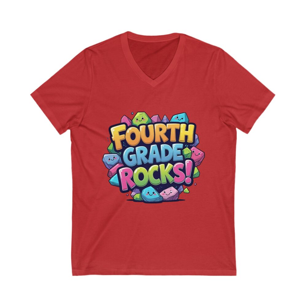 Fourth Grade Rocks - Unisex V-Neck Tee - Image 23