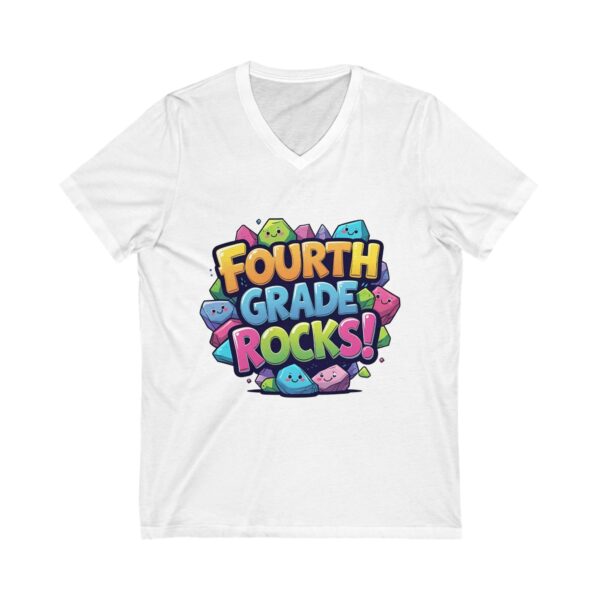 Fourth Grade Rocks - Unisex V-Neck Tee