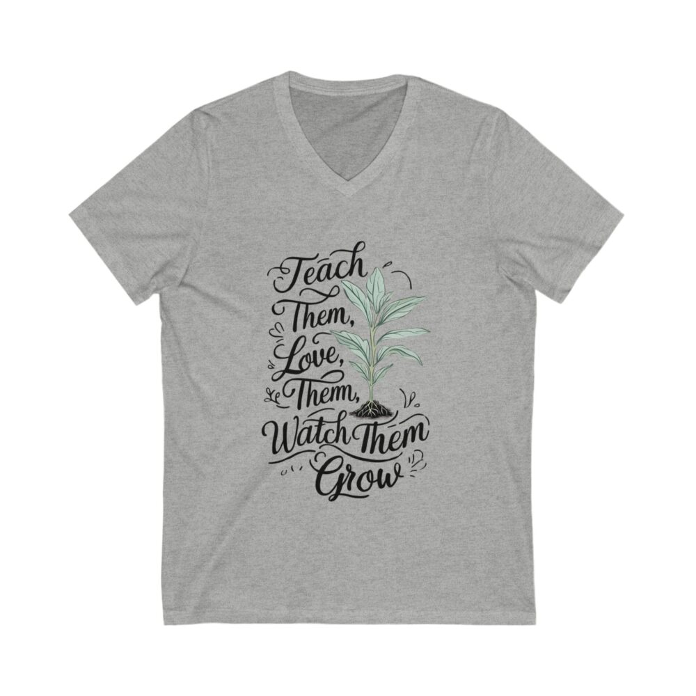 Teach Love Watch Them Grow - Unisex V-Neck Tee - Image 7