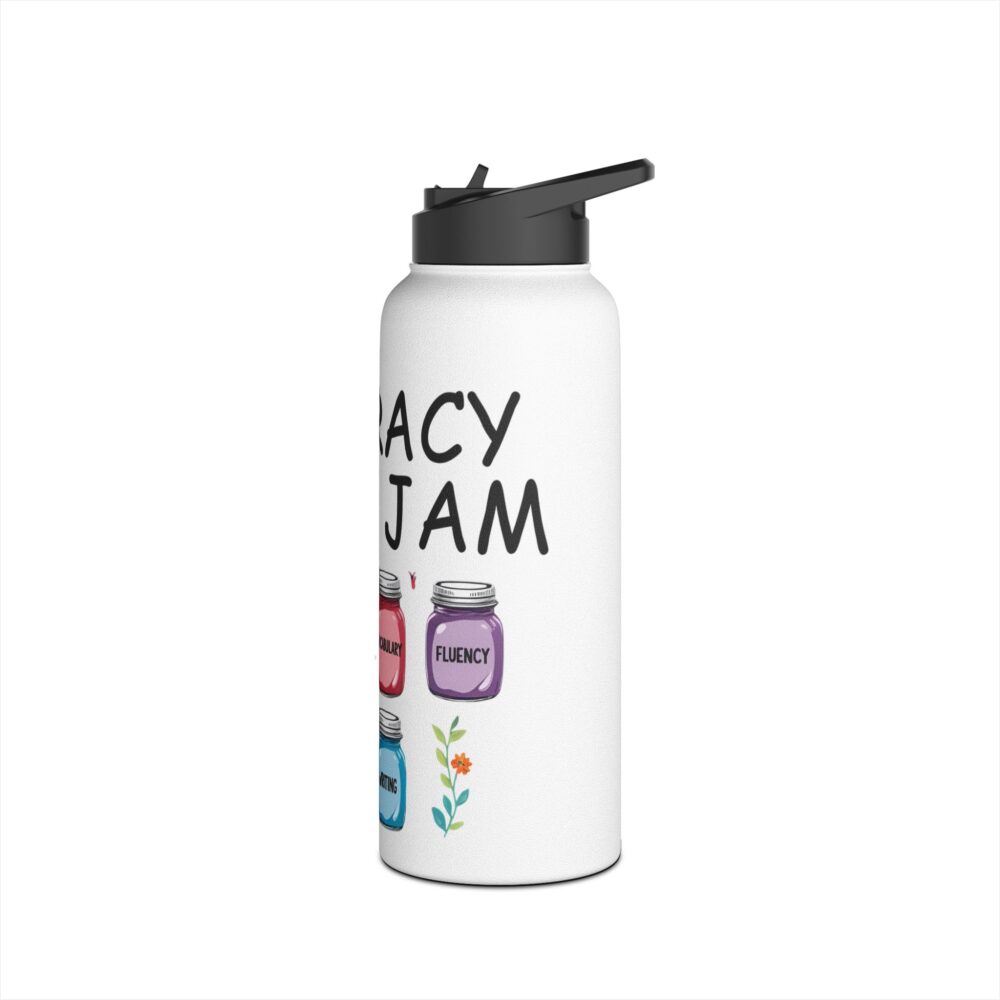 Literacy is My Jam (white) - Stainless Steel Water Bottle - Image 4