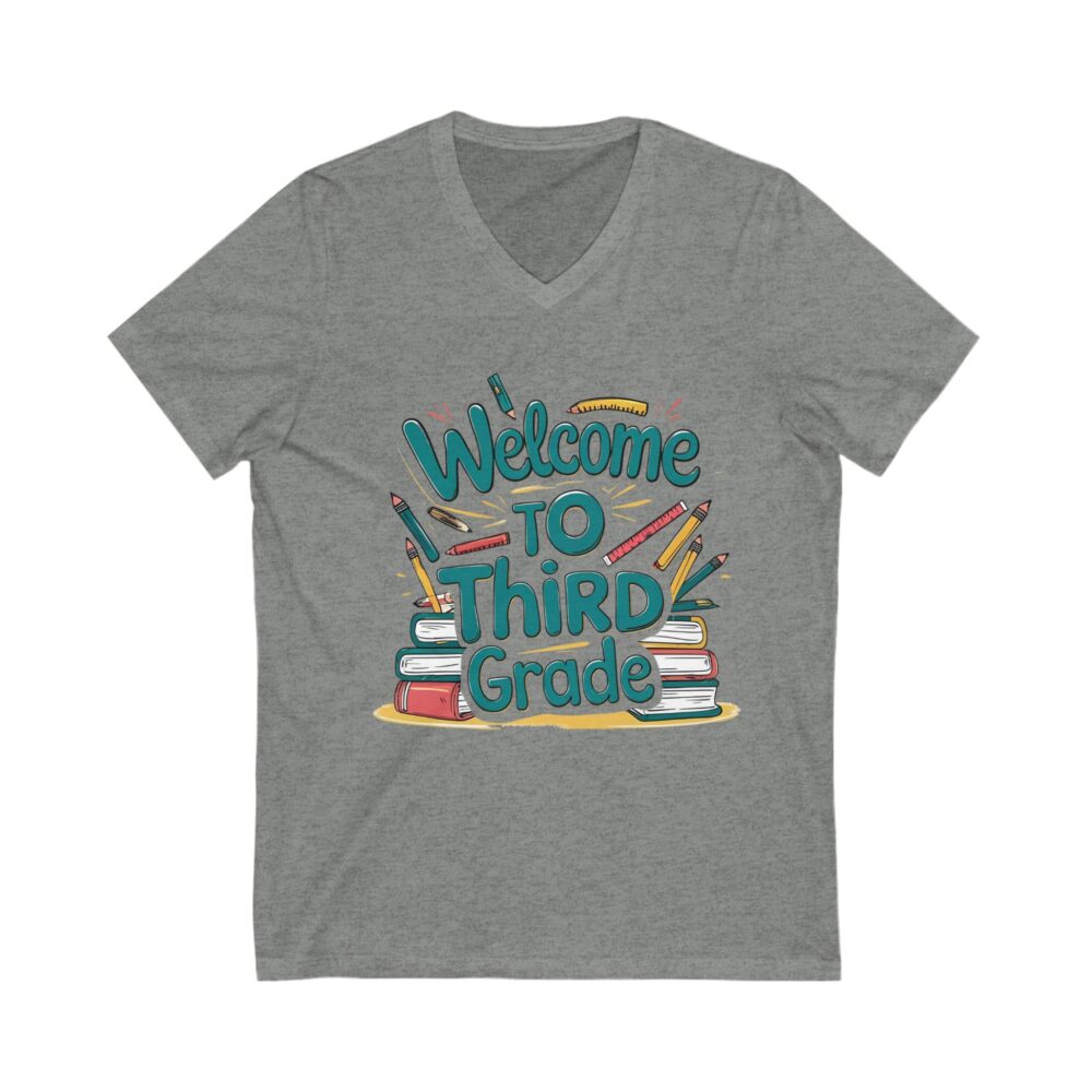 Welcome to Third Grade - Unisex V-Neck Tee - Image 5