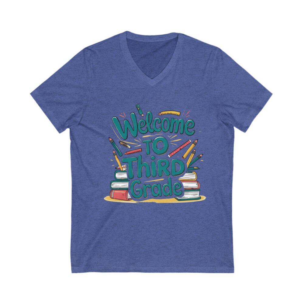 Welcome to Third Grade - Unisex V-Neck Tee - Image 13