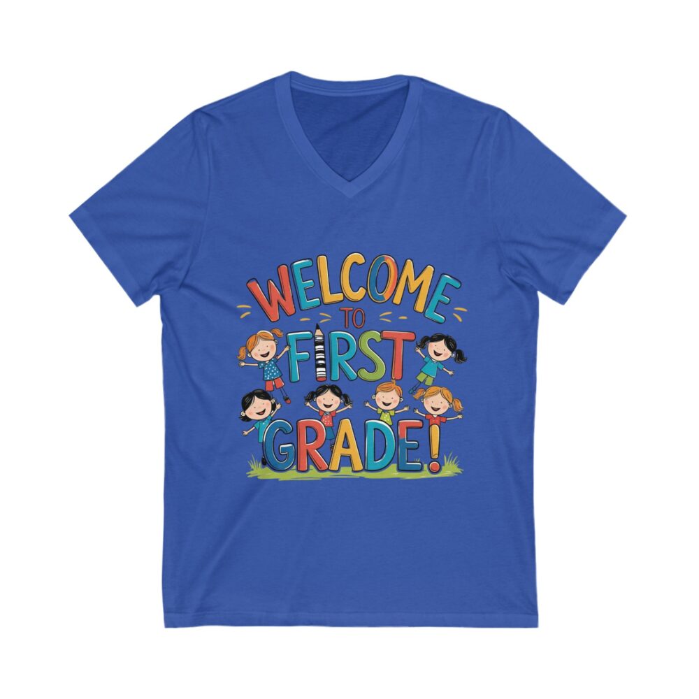 Welcome to First Grade - Unisex V-Neck Tee - Image 11