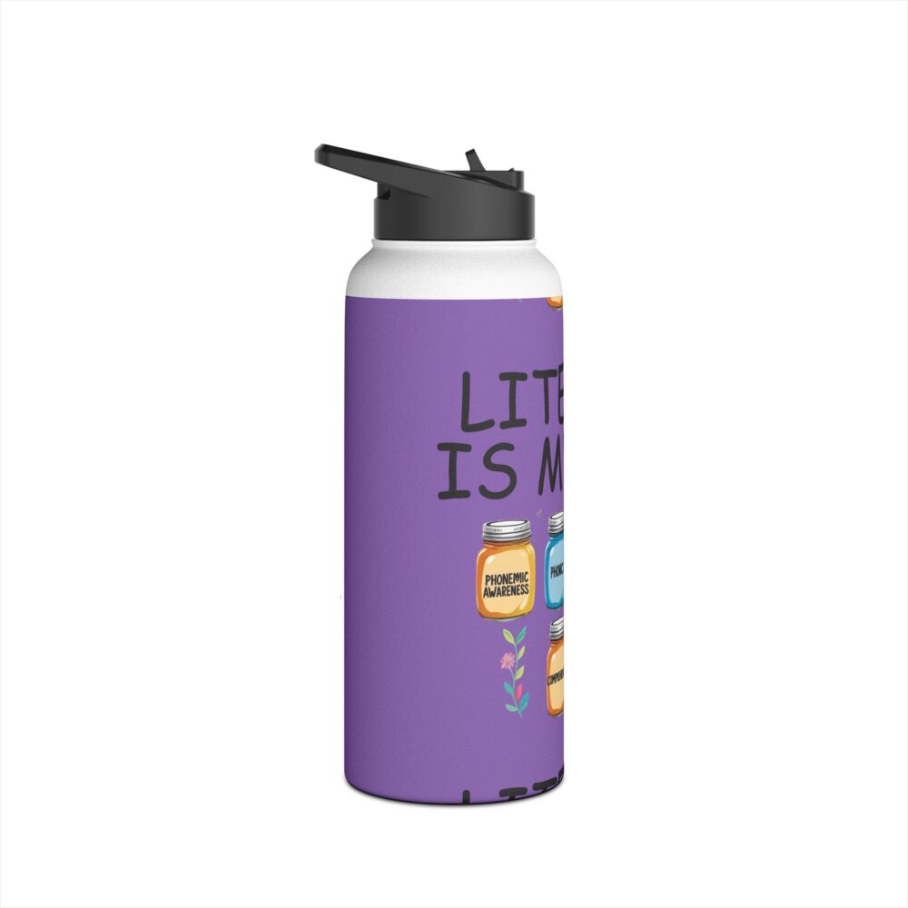 Literacy is My Jam (Purple) - Stainless Steel Water Bottle - Image 11