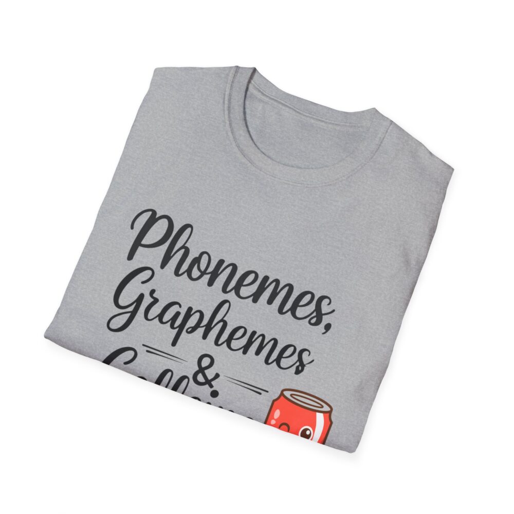 Phoneme, Grapheme, & Caffeine (Soda) - Unisex Soft style T-Shirt - Image 12