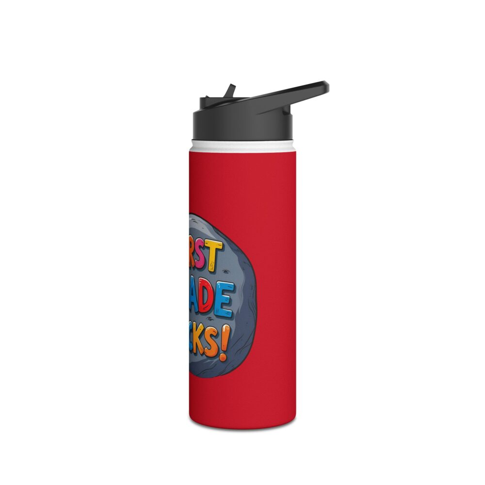 First Grade Rocks (red) - Stainless Steel Water Bottle - Image 8