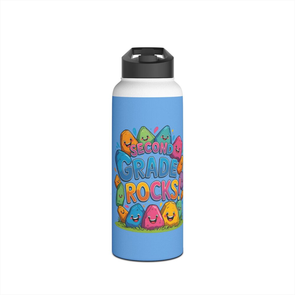 Second Grade Rocks (blue) - Stainless Steel Water Bottle - Image 9
