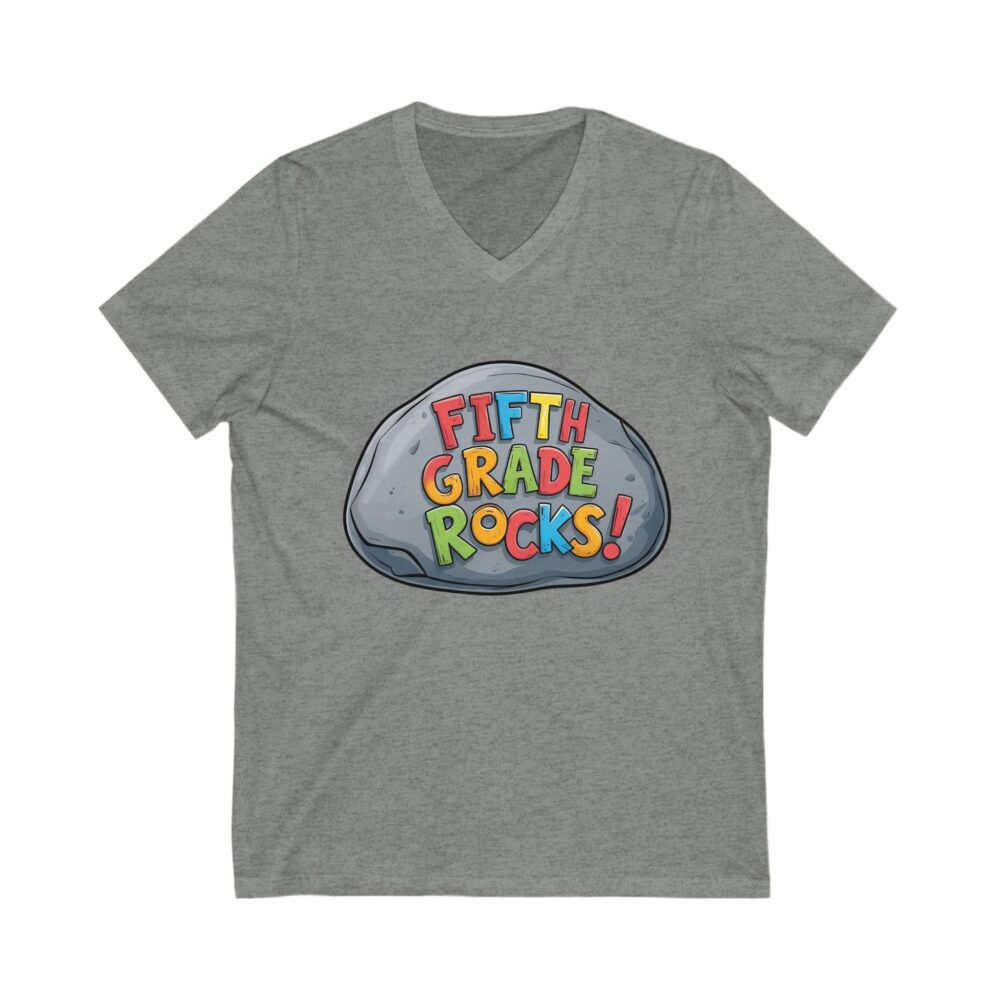 Fifth Grade Rocks - Unisex V-Neck Tee - Image 5