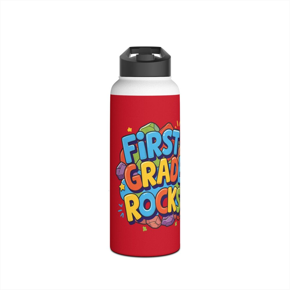 First Grade Rocks (red) - Stainless Steel Water Bottle - Image 9