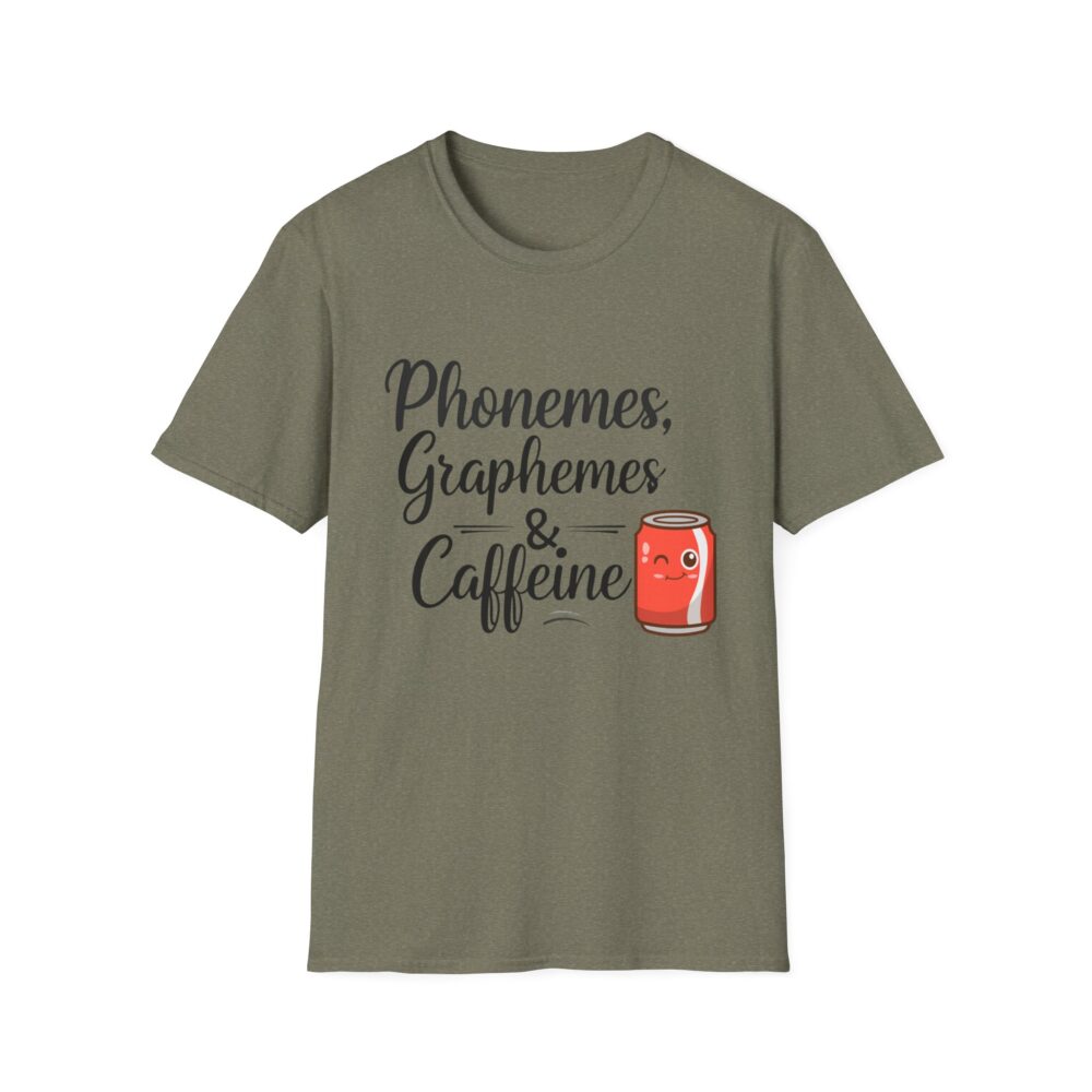 Phoneme, Grapheme, & Caffeine (Soda) - Unisex Soft style T-Shirt - Image 17