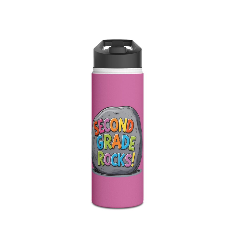 Second Grade Rocks (pink) - Stainless Steel Water Bottle - Image 5