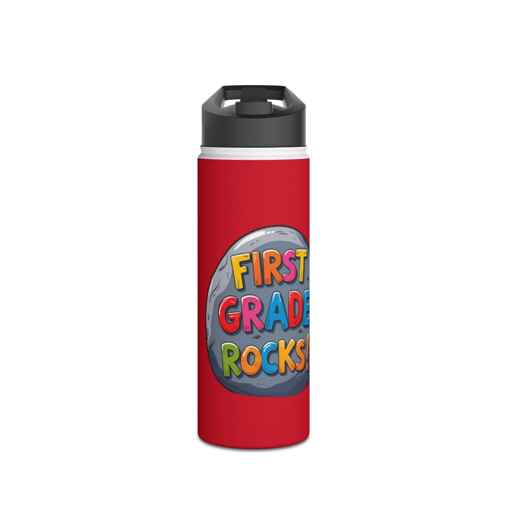 First Grade Rocks (red) - Stainless Steel Water Bottle - Image 5