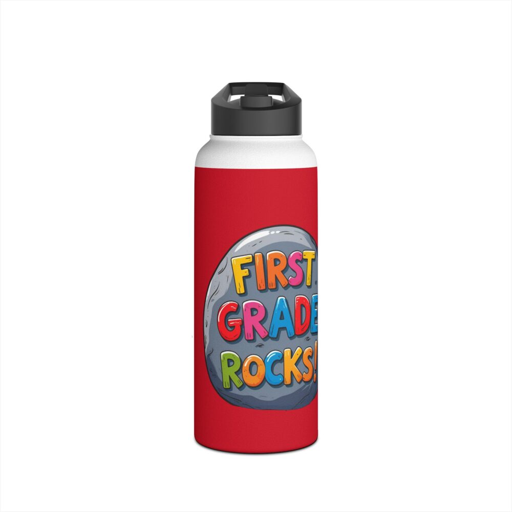 First Grade Rocks (red) - Stainless Steel Water Bottle - Image 9