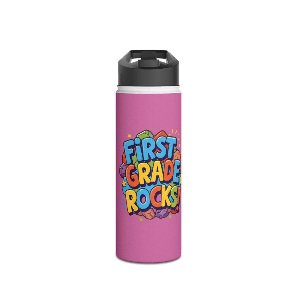 First Grade Rocks (pink) - Stainless Steel Water Bottle - Image 5