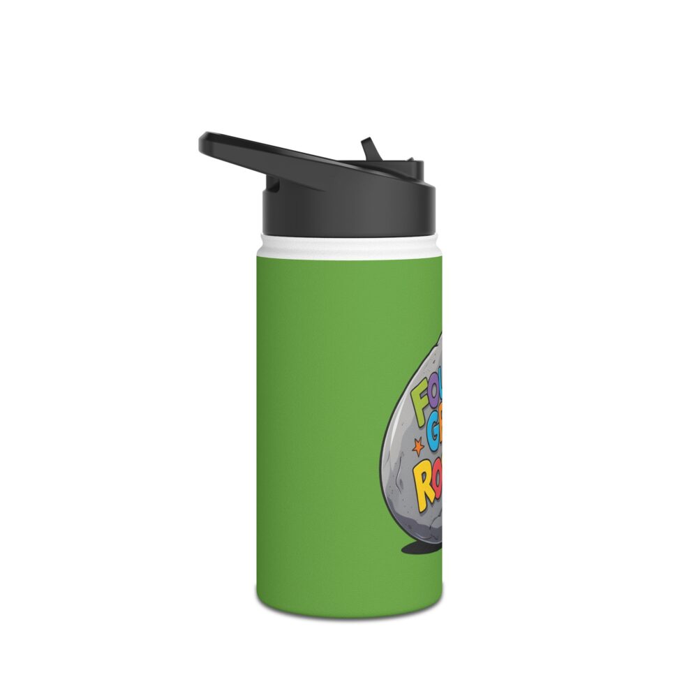 Fourth Grade Rocks (green) - Stainless Steel Water Bottle - Image 3