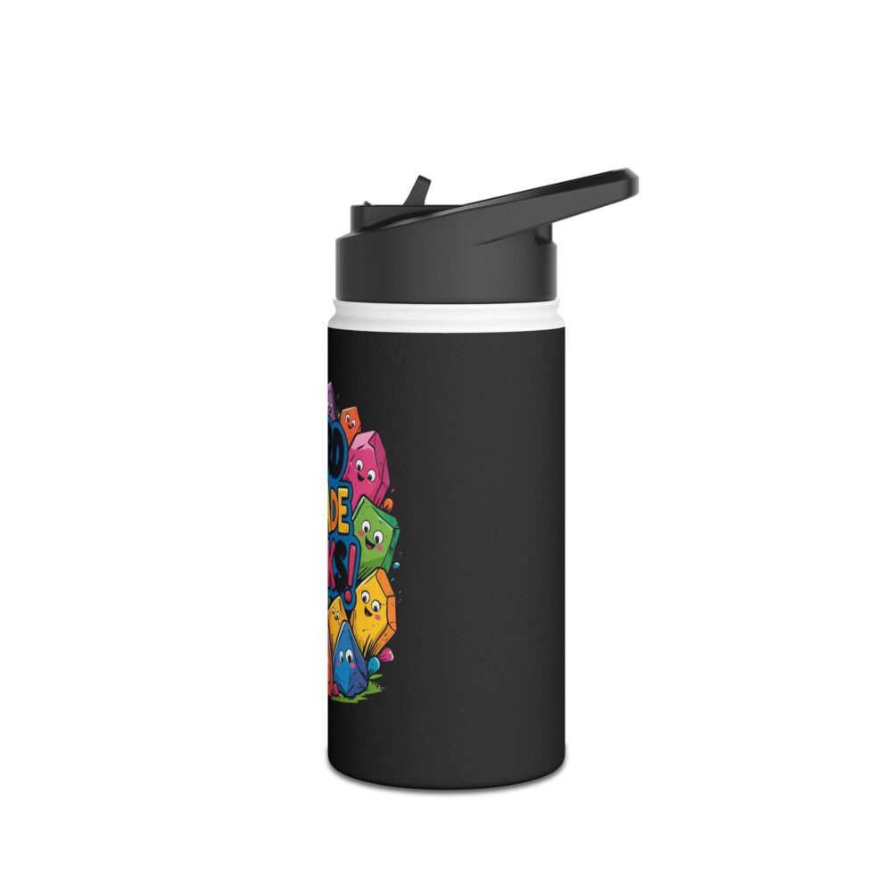 Third Grade Rocks (black) - Stainless Steel Water Bottle - Image 4