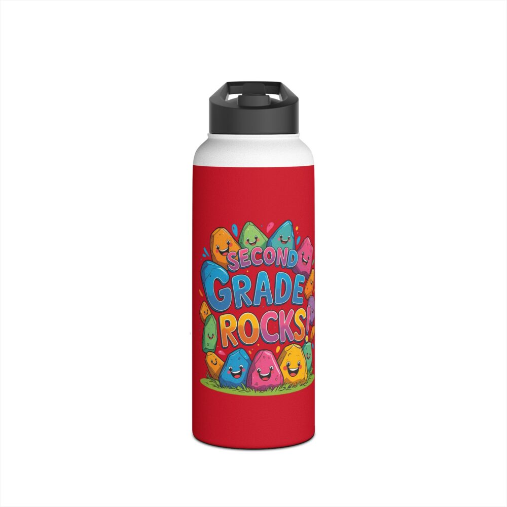 Second Grade Rocks (red) - Stainless Steel Water Bottle - Image 9