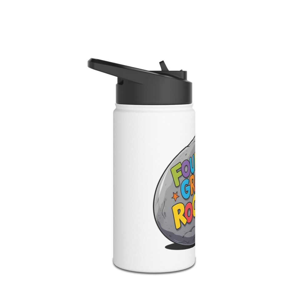 Fourth Grade Rocks (white) - Stainless Steel Water Bottle - Image 3