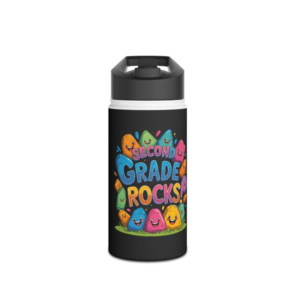 Second Grade Rocks (black) - Stainless Steel Water Bottle