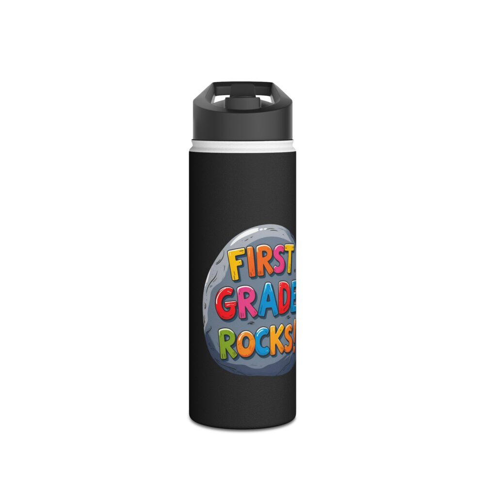 First Grade Rocks (black) - Stainless Steel Water Bottle - Image 5