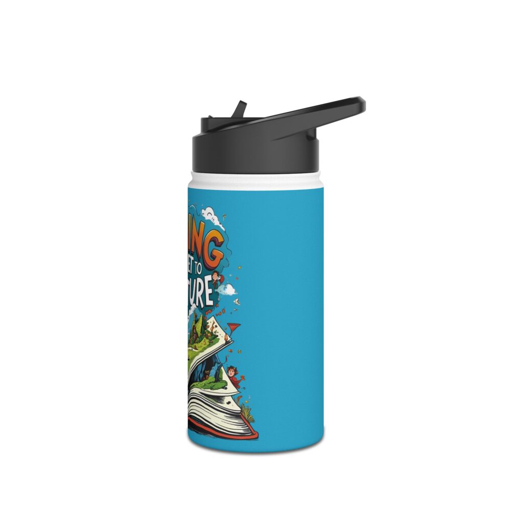 Reading is a Ticket to Adventure (turquoise) - Stainless Steel Water Bottle - Image 4