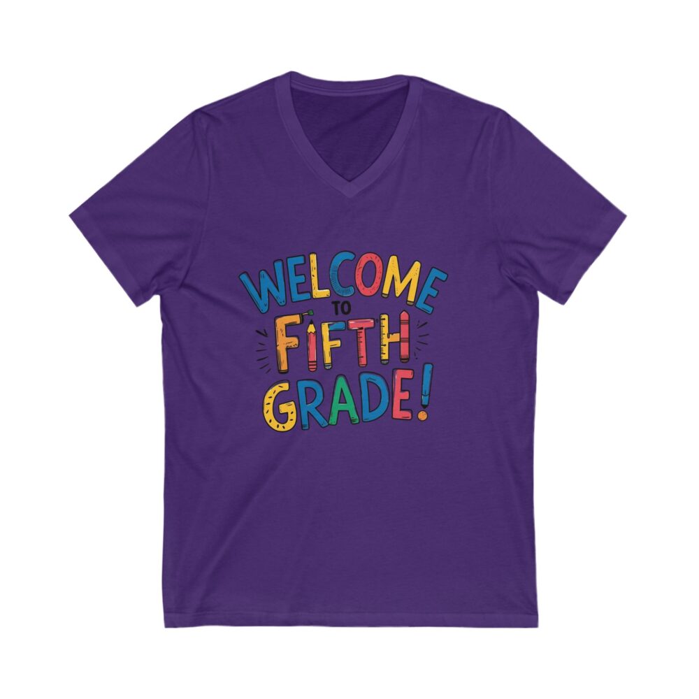 Welcome to Fifth Grade - Unisex V-Neck Tee - Image 21