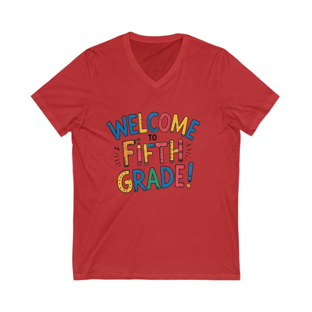Welcome to Fifth Grade - Unisex V-Neck Tee - Image 23