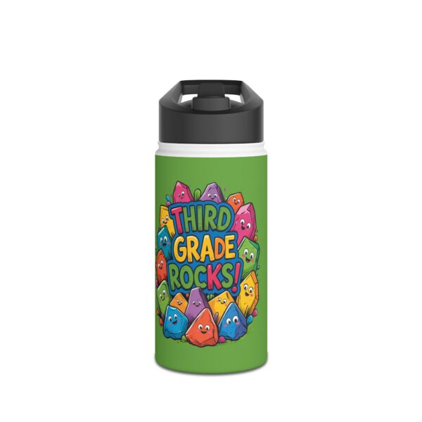 Third Grade Rocks (green) - Stainless Steel Water Bottle