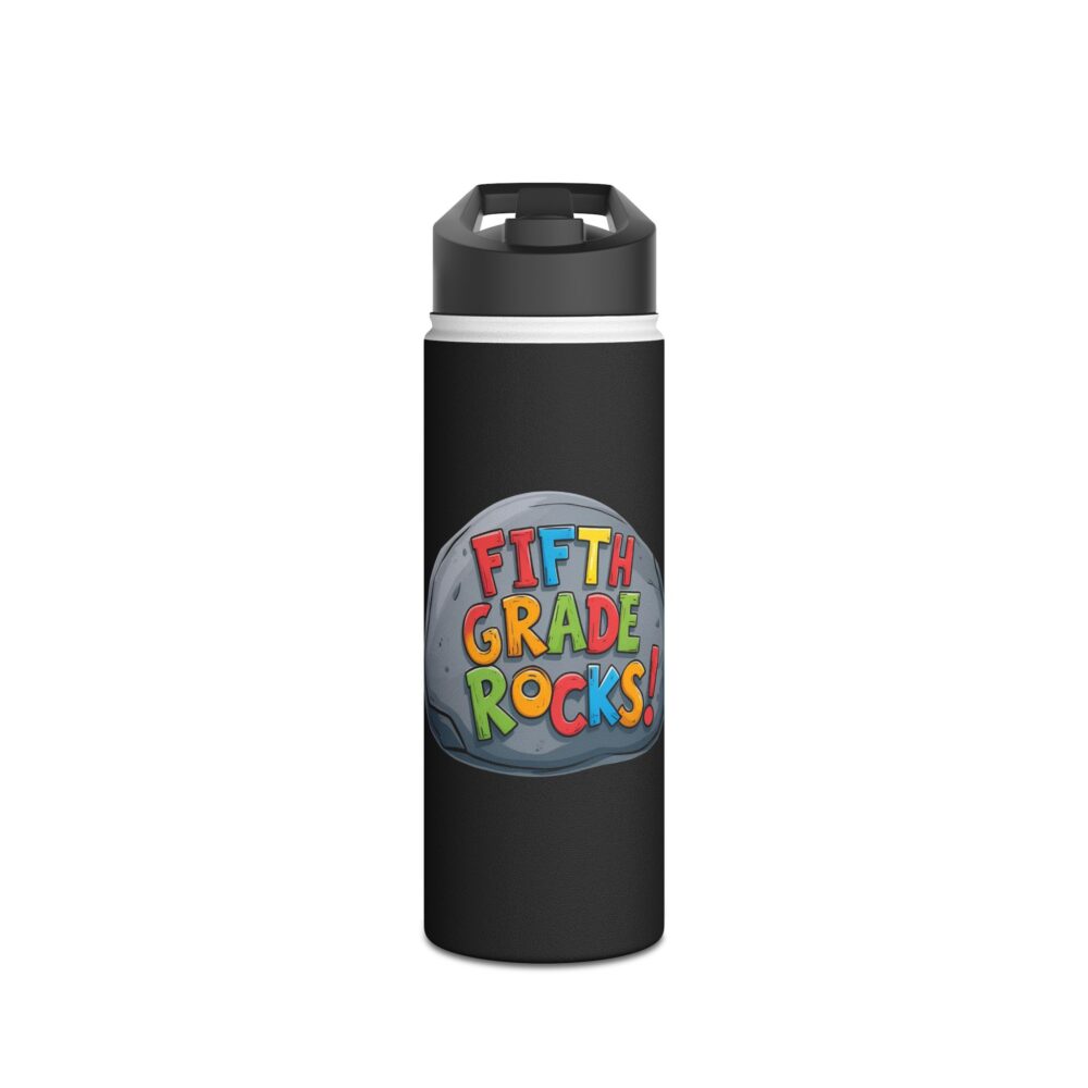 Fifth Grade Rocks (black) - Stainless Steel Water Bottle - Image 5