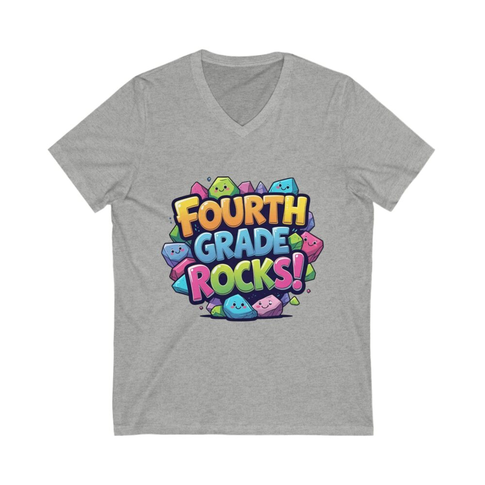 Fourth Grade Rocks - Unisex V-Neck Tee - Image 9