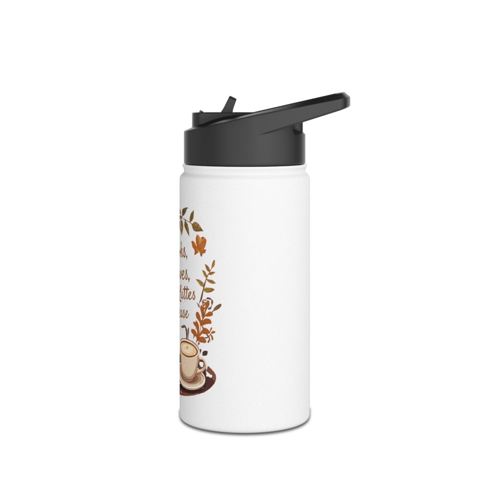 Books, Leaves, and Lattes Please-Stainless Steel Water Bottle - Image 4