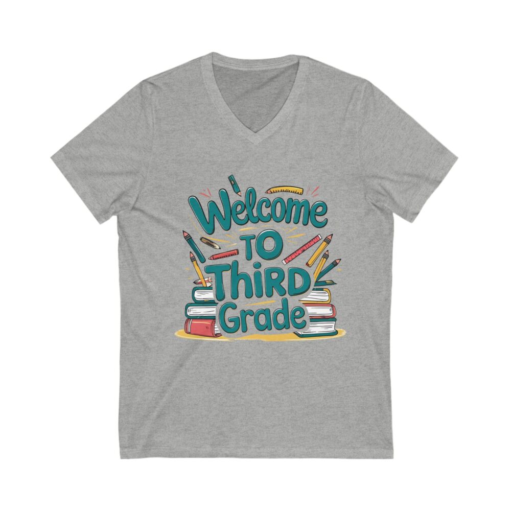 Welcome to Third Grade - Unisex V-Neck Tee - Image 9