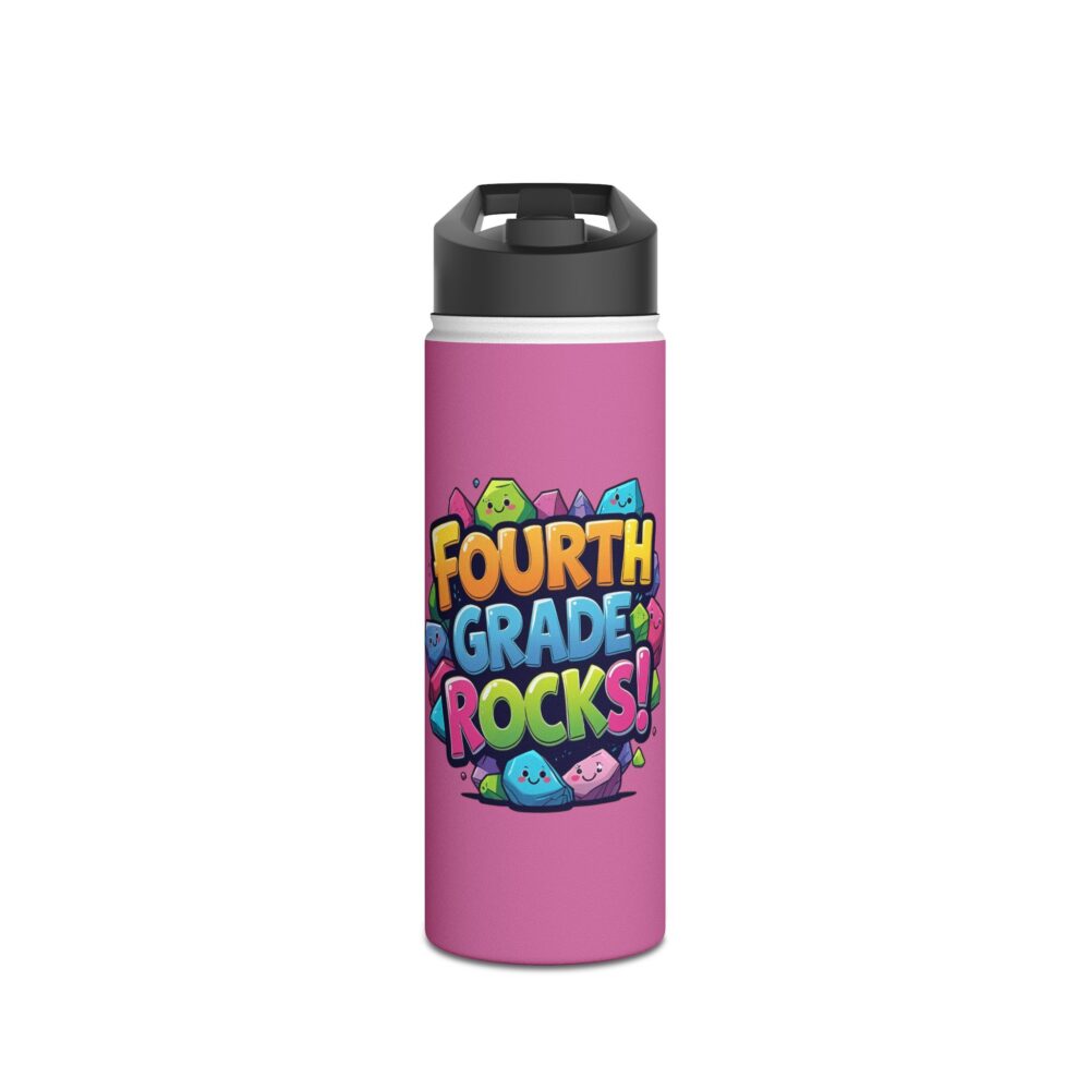 Fourth Grade Rocks (pink) - Stainless Steel Water Bottle - Image 5
