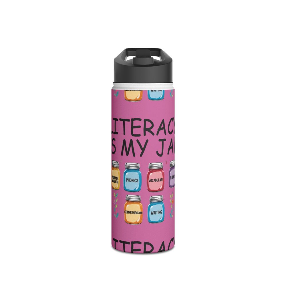 Literacy is My Jam (pink) - Stainless Steel Water Bottle - Image 5