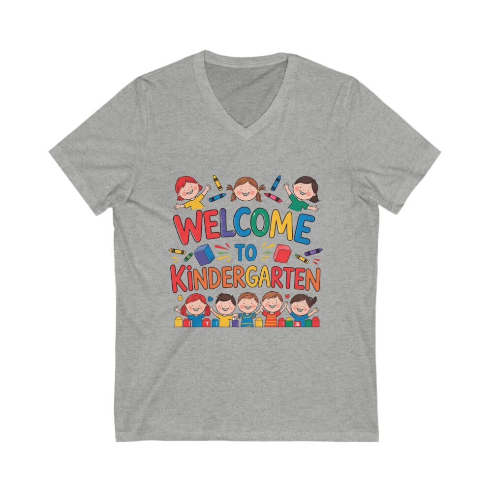 Welcome to Kindergarten - Unisex V-Neck Tee - Image 9
