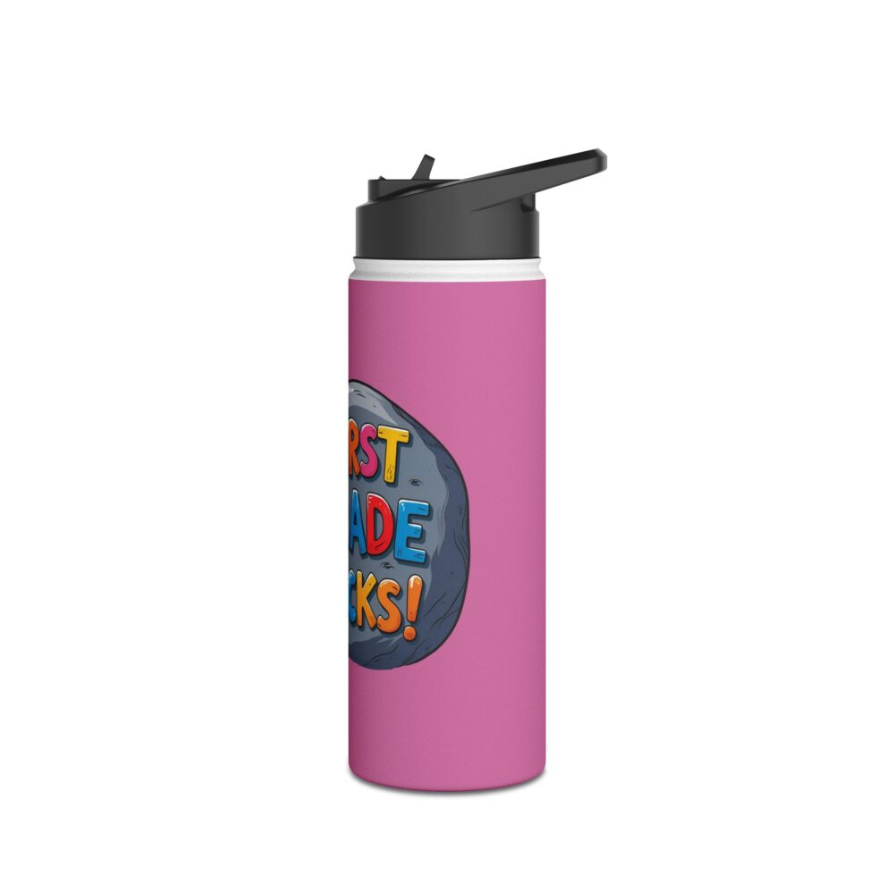 First Grade Rocks (pink) - Stainless Steel Water Bottle - Image 8