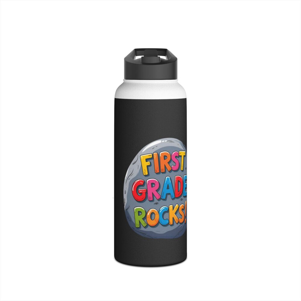 First Grade Rocks (black) - Stainless Steel Water Bottle - Image 9