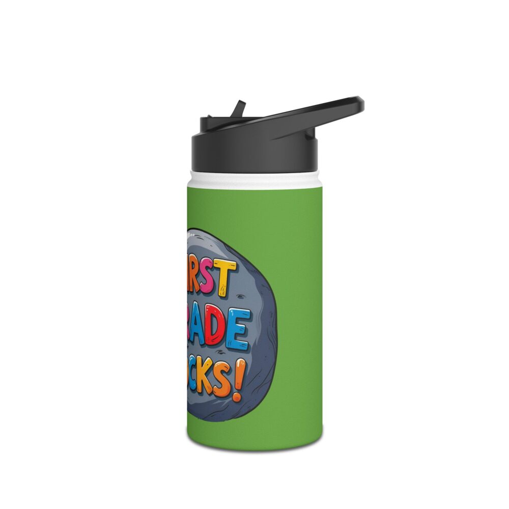 First Grade Rocks (green) - Stainless Steel Water Bottle - Image 4