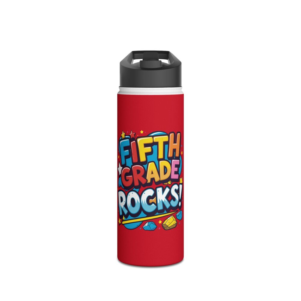 Fifth Grade Rocks (red) - Stainless Steel Water Bottle - Image 5