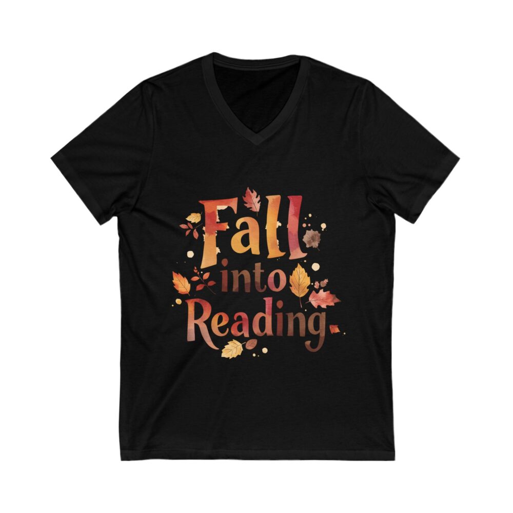 Fall Into Reading - Unisex V-Neck Tee - Image 5