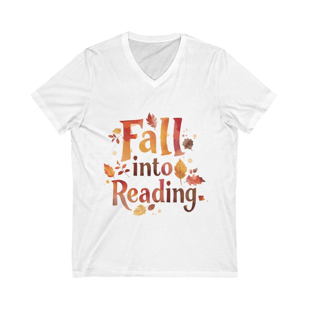Fall Into Reading - Unisex V-Neck Tee