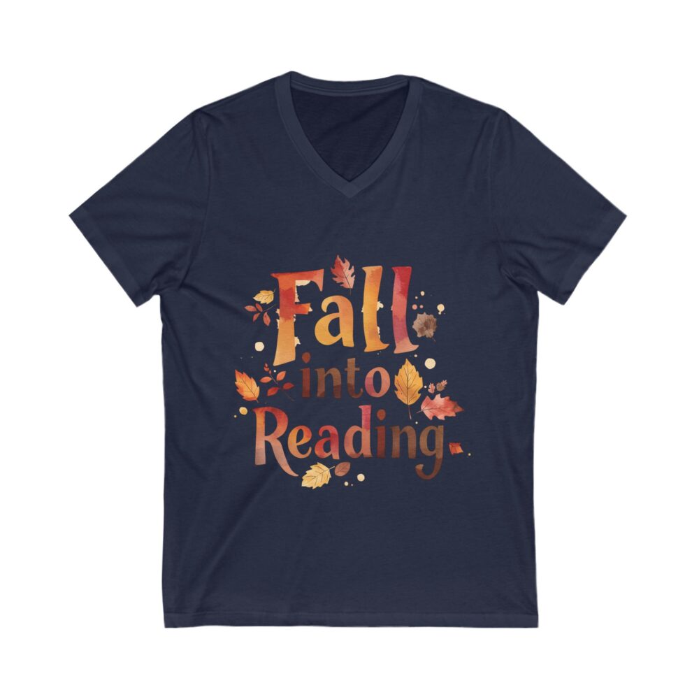 Fall Into Reading - Unisex V-Neck Tee - Image 11