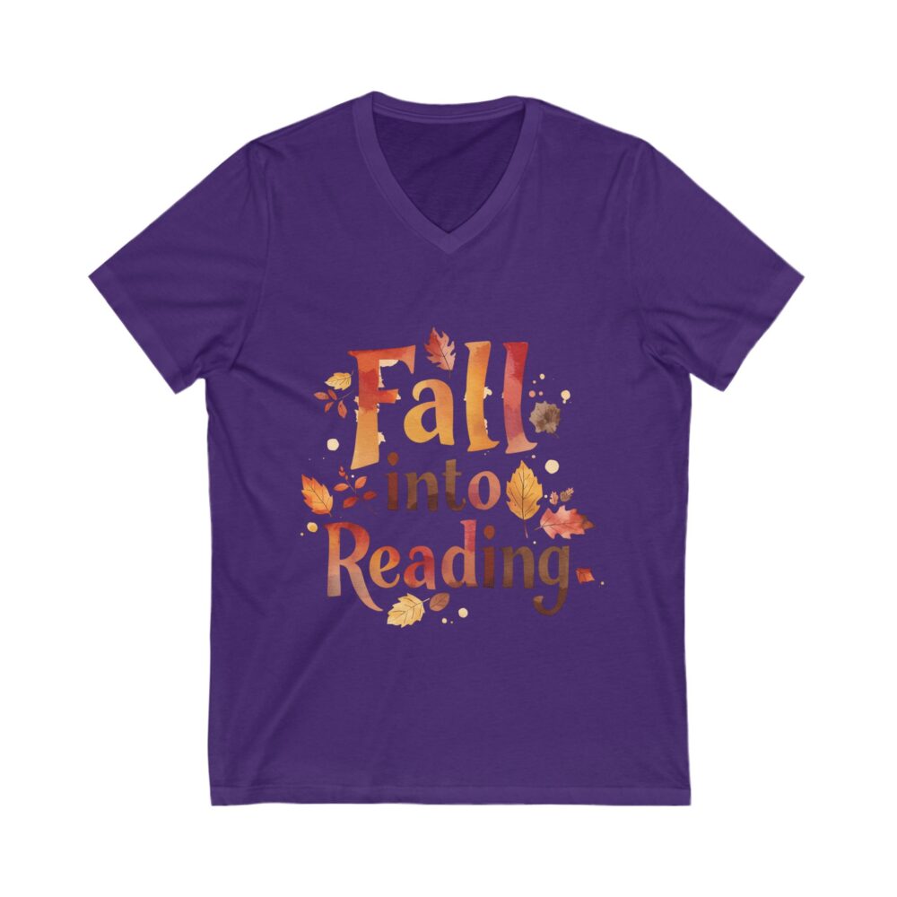 Fall Into Reading - Unisex V-Neck Tee - Image 13