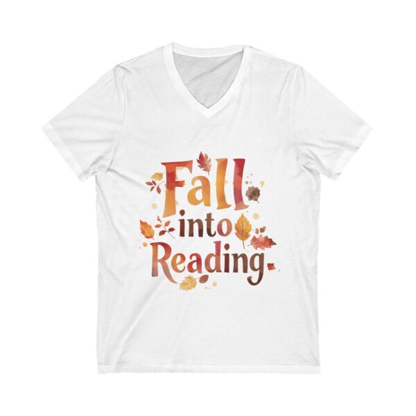 Fall Into Reading - Unisex V-Neck Tee