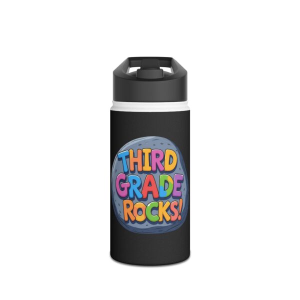 Third Grade Rocks (black) - Stainless Steel Water Bottle