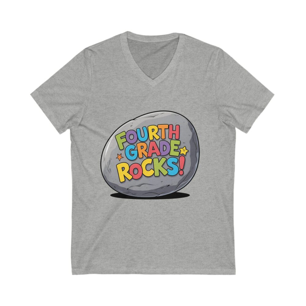 Fourth Grade Rocks - Unisex V-Neck Tee - Image 9