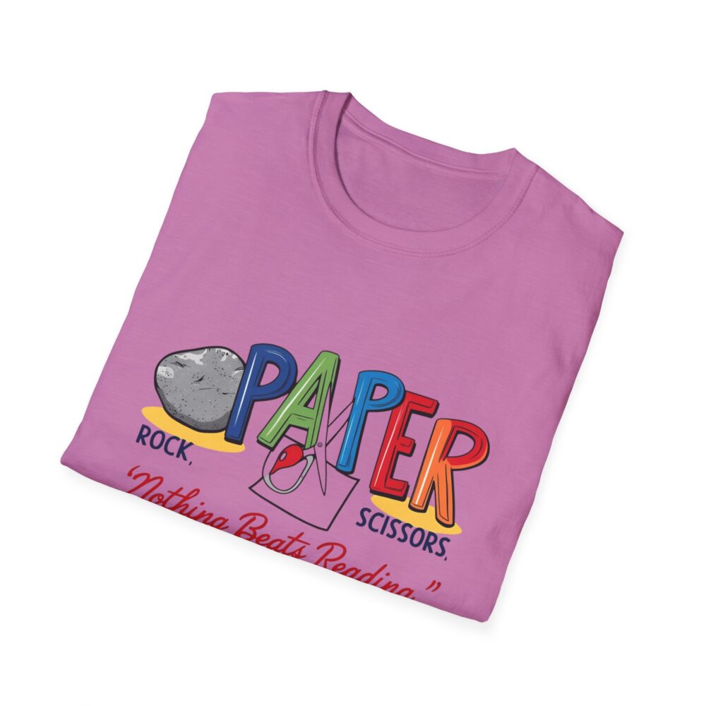 Rock, Paper, Scissors, Nothing Beats Reading - Unisex Soft Style T-Shirt - Image 48