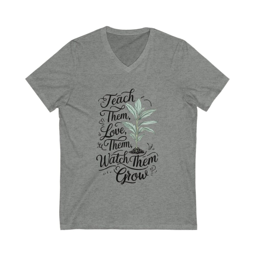 Teach Love Watch Them Grow - Unisex V-Neck Tee - Image 5