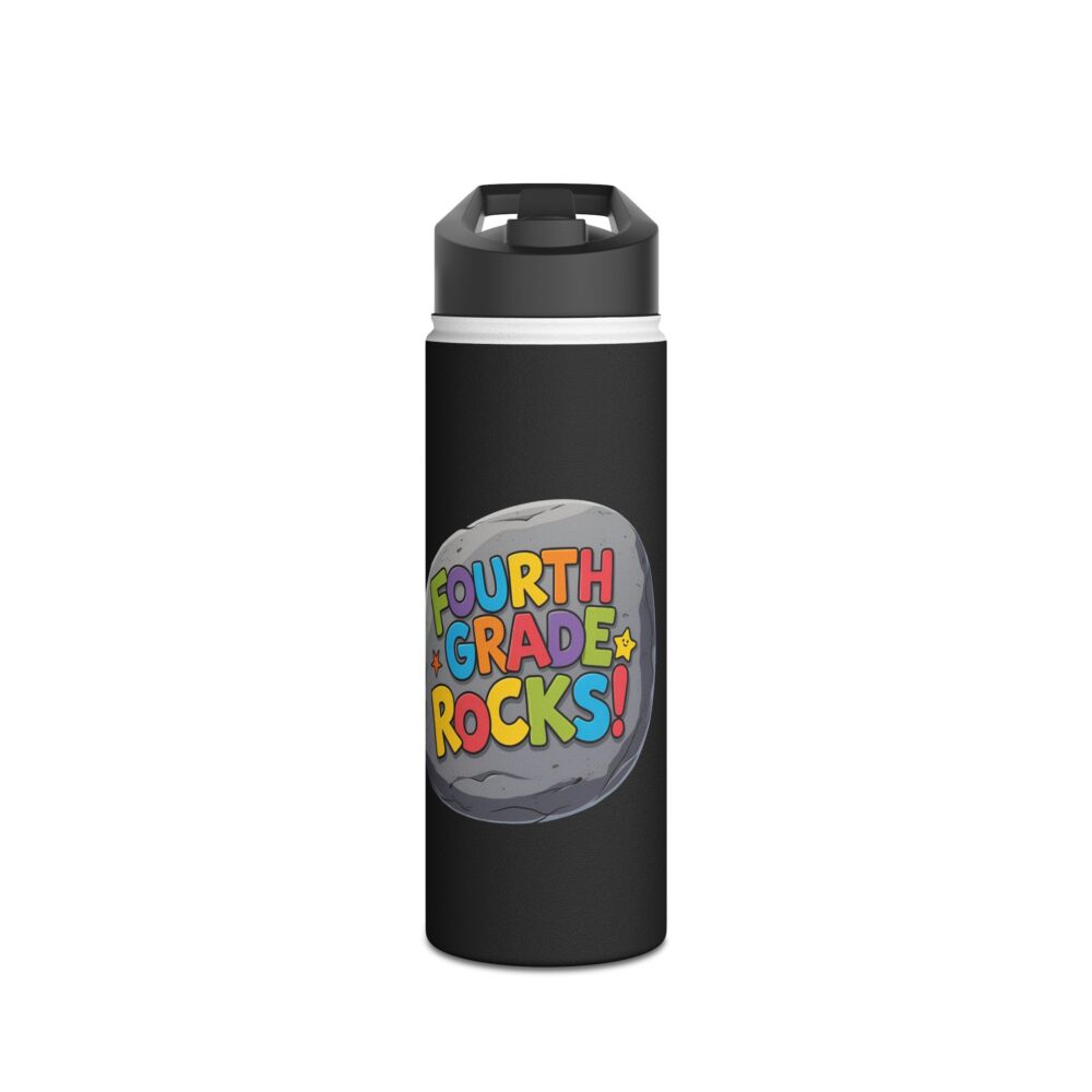 Fourth Grade Rocks (black) - Stainless Steel Water Bottle - Image 5